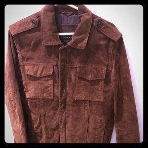 Men’s Suede Leather Jacket.  Zara Medium.